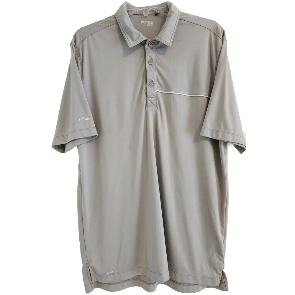 Ping Men's Golf Polo Shirt Sensor Cool Gray White Logo Size Large
